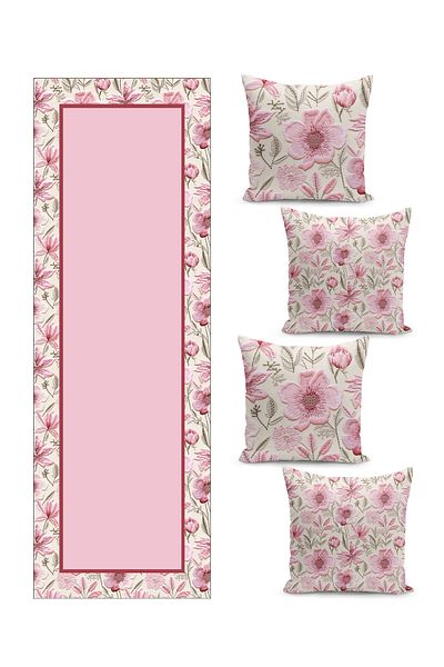 Filamente Filament Special Design Quadruple Cushion Case and Runer Set - Embroidery Look