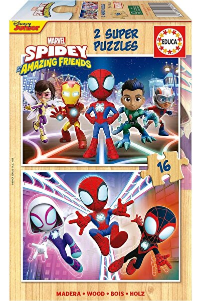 Educa Puzzle Educa 2x16 Parça Spiday ve Muhteşem Arkadaşları Ahşap Çocuk Puzz...