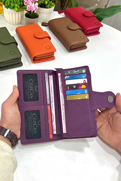 CüzCan Bayern Plum Genuine Leather Ultra Useful Women's Wallet
