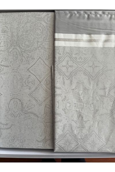 Taç Σετ κρεβατιού Crown σατέν βαμβακερό διπλό σετ κρεβατιού γκρι salvoria