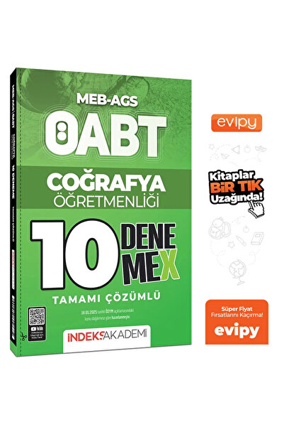 İndeks Akademi 2025 ÖABT MEB-AGS Coğrafya Öğretmenliği 10 DenemeX Ayraç Hediyeli