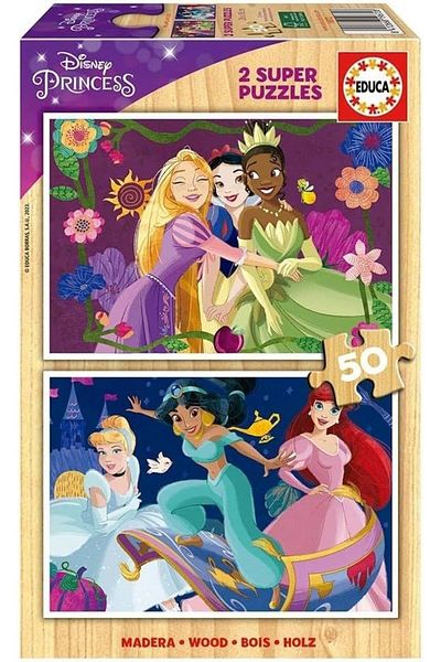 Educa Puzzle Educa 2X50 Piece Disney Princesses Girl Wooden Puzzle - Ages 4-6