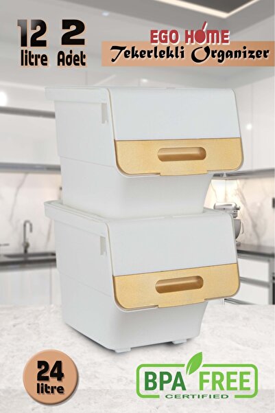 ego home 2li Tekerlekli Patateslik Soğanlık Oyuncak Kutusu Sebzelik Patates S...