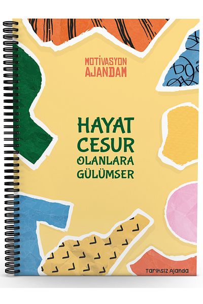 Testfen Yayınları Life Smiles to the Brave-Motivational My Agenda-Dated Agenda (with Sticker and Emoji Added)