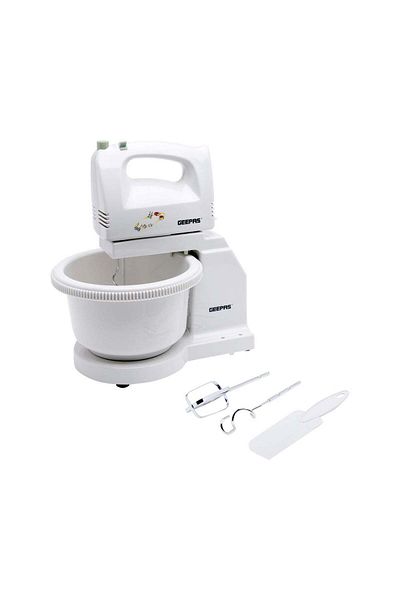 Geepas Handheld Mixer With Stand And Bowl 200.0 W GHB2002 White