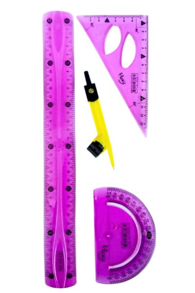 Glanart 30 cm Flexible Unbreakable Ruler Set of 4 (Ruler, Ruler, Angle Measure and Set with Ruler)
