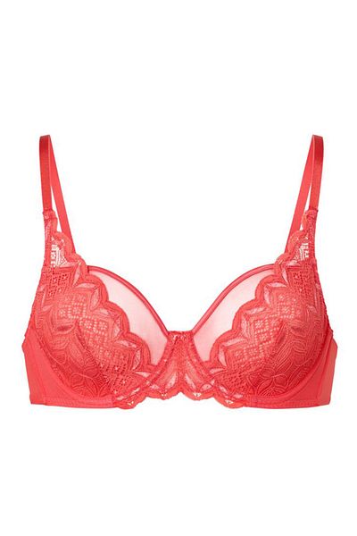 Tchibo Women Non Padded Underwired Lace Bra, Red