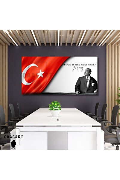GAAGART Panoramik Kanvas Makam Panosu Atatürk ve Bayrak ‘’Hayatta en hakiki m...
