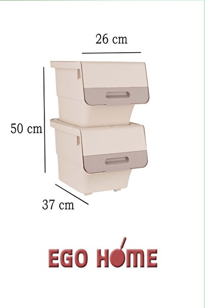 ego home 2li Tekerlekli Patateslik Soğanlık Oyuncak Kutusu Sebzelik Patates Soğan Sepeti Mote Krem 24 Lt
