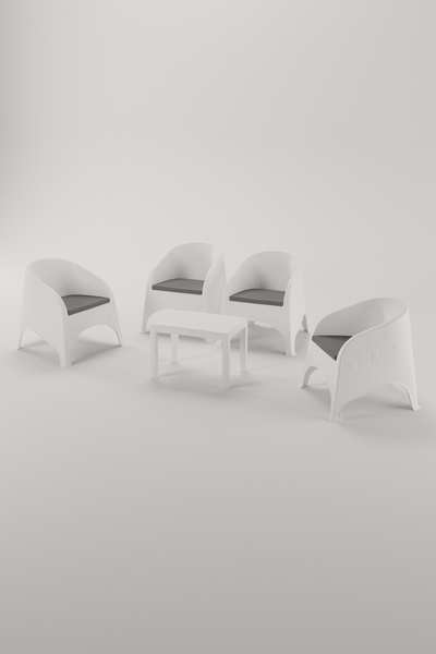 Çavdar Group Olivia 4 Kişilik Minderli Raddan Oturma Grubu 40x60 Sehpalı Balk...