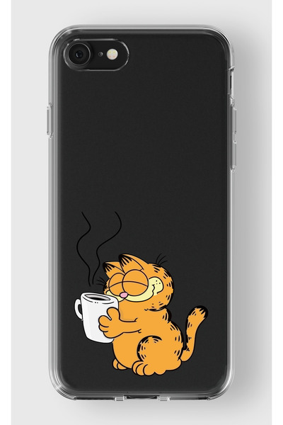 moonset Iphone 7 / 8 / SE Uyumlu Garfield Tasarımlı Baskılı Şeffaf Telefon Kı...