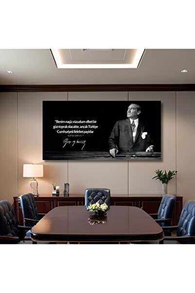 GAAGART Panoramik Kanvas Makam Panosu Atatürk Benim naçiz vücudum elbet bir gün toprak olacaktır.