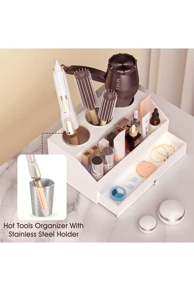Generic Hair Tool Organizer, Acrylic Hair Dryer & Styling Tools Holder For Bathroom Countertop