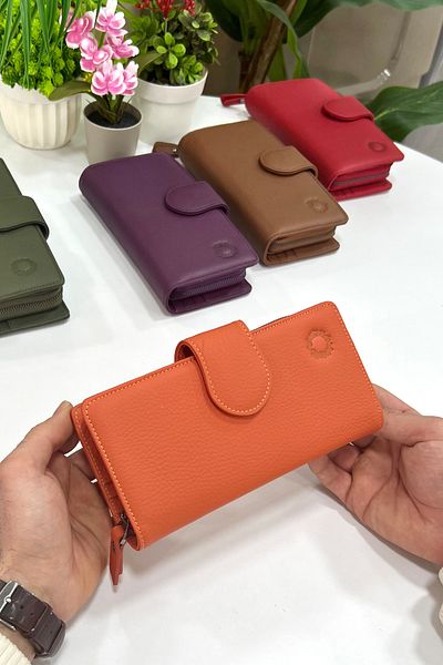 CüzCan Bayern Orange Genuine Leather Ultra Useful Women's Wallet