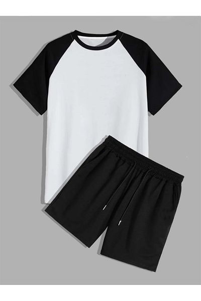 LA GULER Men's 2-Piece Summer Oversize Raglan Sleeve T-Shirt and Shorts Set