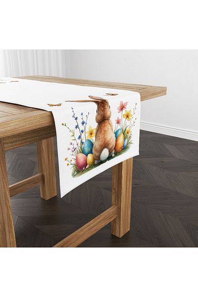 Filamente Digital Printed Runner - Rabbit Pattern - Easter - Happy Easter - 140X40 cm