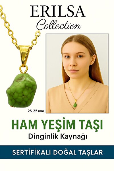 Erilsa Sertifikalı Ham İşlenmemiş Yeşim Taşı Kolye