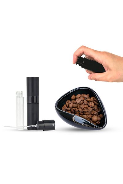 MIBRU Coffee Dosing Cup & Spray Bottle Kit with Black Ceramic Tray For Coffee, V60 Coffee