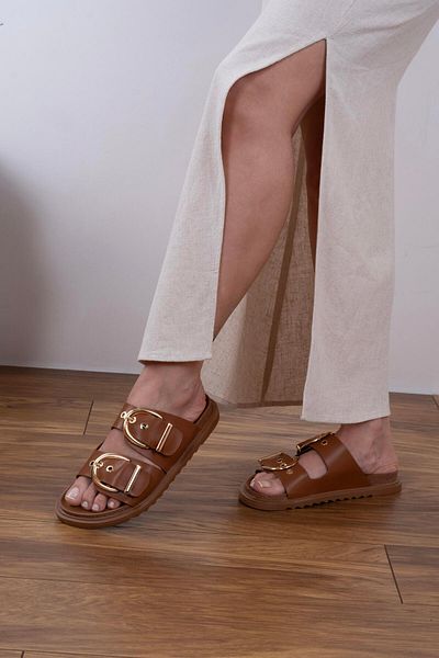 sovrana Papuci cu două curele bronz