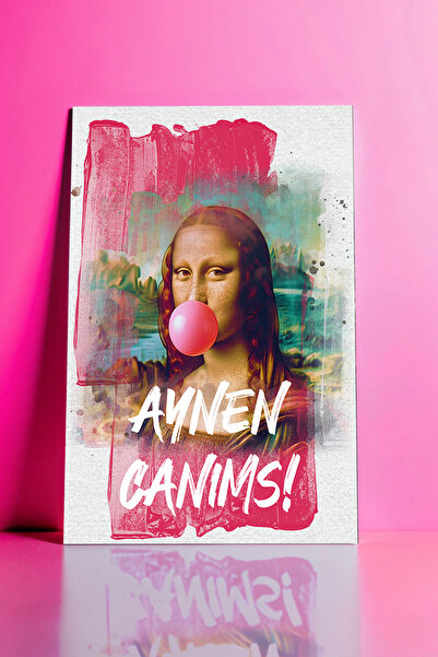 Tasarım Mona Lisa "Aynen" Eğlenceli Komik Dekoratif Premium Resim Duvar Poste...