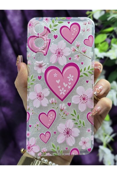 Magic Ring Heart and Flower Pattern Transparent Phone Case Compatible with Sa...