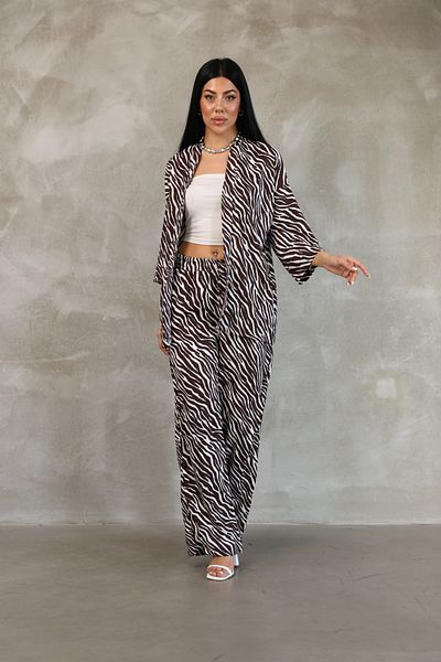 Jack Ferrero Patterned 2-Piece Elastic Tunic Pants Set
