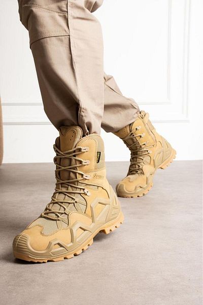 SINGLE SWORD Ss602 S4 Seasons με φερμουάρ/κορδόνια Tactical/outdoor Unisex Χειμερινές μακριές μπεζ μπότες ερήμου