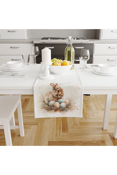 Filamente Digital Printed Runner - Μοτίβο κουνελιού - Πάσχα - Καλή Πάσχα - 140x40 cm