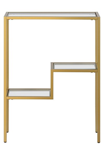 TOLIAHOME Modern Gold Renk Metal İskeletli Temper Camlı Raflı Dresuar Konsol