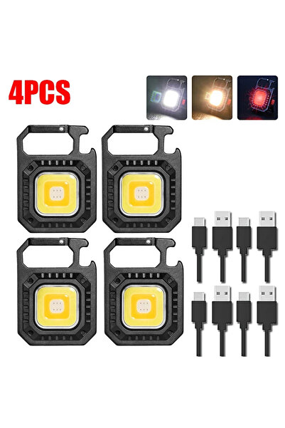 Choice 4 قطع 30 قطعة مصباح يدوي LED صغير متعدد الوظائف محمول جيب COB مصباح تخييم شحن USB