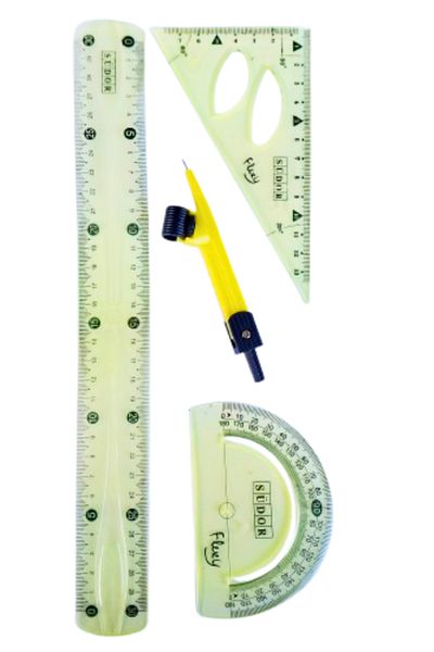 Glanart 30 cm Flexible Unbreakable Ruler Set of 4 (Ruler, Ruler, Angle Measure and Set with Ruler)