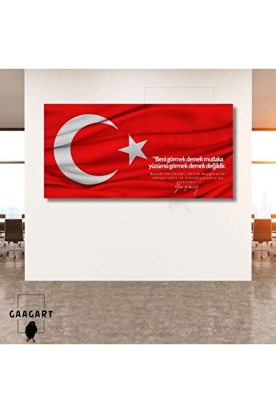 GAAGART Panoramik Kanvas Makam Panosu Bayrak Atatürk Beni görmek demek mutlak...