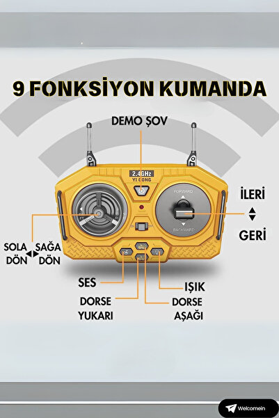 welcomein Oyuncak 2.4 Ghz Uzaktan Kumandalı Kamyon Led Işıklı Sesli Damperli Kamyon İş Makinası