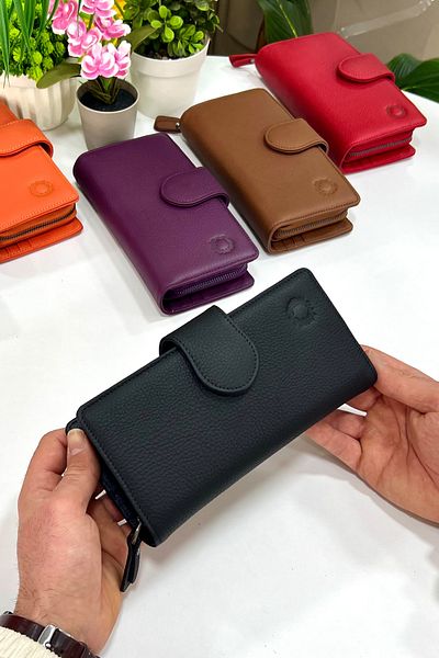 CüzCan Bayern Black Genuine Leather Ultra-Useful Women's Wallet