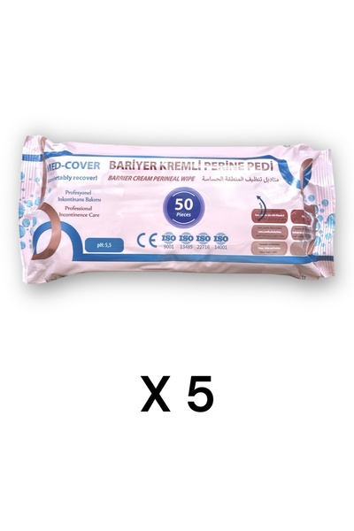MED-COVER Bariyer Kremli Perine Bölgesi Temizleme Pedi/mendili 50'li- 5 Paket