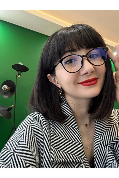 funeyes Lagertha Siyah Cat Eye İnce Hafif Mavi Işık Korumalı