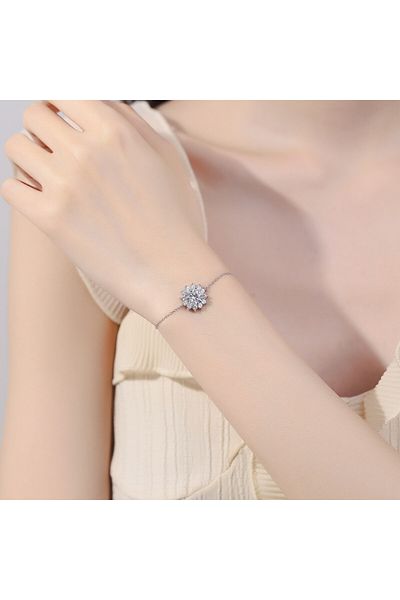 delis Bratara Argint 925, Jw667, Model Floare, Placata Cu Rodiu