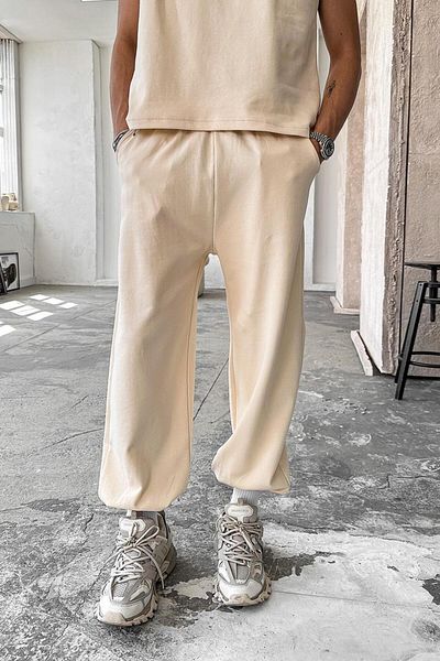 HAFKAGİYİM Pantaloni de sport cu elastic pentru picioare, cremă, confortabile