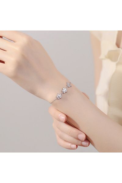 delis Bratara Argint 925, Jw651, Model Flori, Placata Cu Rodiu