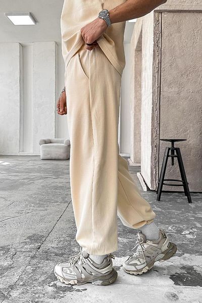 HAFKAGİYİM Pantaloni de sport cu elastic pentru picioare, cremă, confortabile