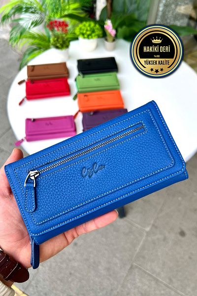 CüzCan Berlin Saks Blue Genuine Leather Ultra Useful Women's Wallet
