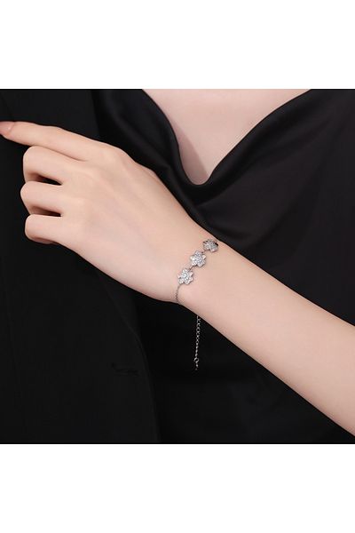 delis Bratara Argint 925, Jw1210, Model Flori, Placata Cu Rodiu