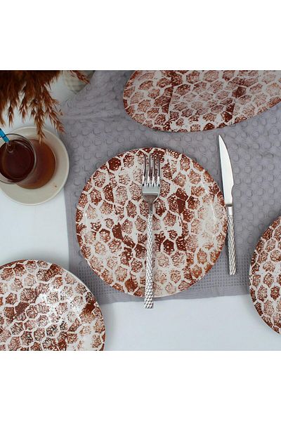 Arna Porselen Snake 20 cm Cake Plate Caramel