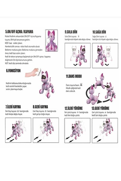 SCOWETTO Uzaktan Kumandalı Şarjlı Akıllı Kedi İnteraktif Eğitici Ve Eğlendirici Robot Oyuncak Kumandalı