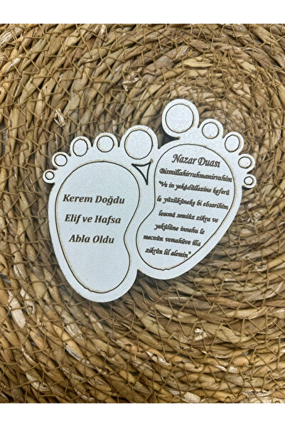 imzatasarım Kişiye Özel İsimli Yeni Doğan Magneti Ahşap Ayak Modeli 20 Adet M...