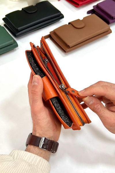 CüzCan Zurich Unisex Помаранчевий портфель з відділенням для телефону з натуральної шкіри