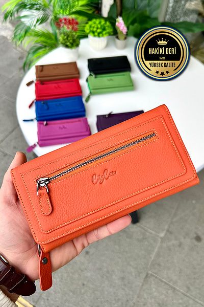 CüzCan Berlin Orange Genuine Leather Ultra Useful Women's Wallet