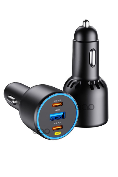 TEKNOHANE 65 Watt Type-C + USB-A Araç Şarj Aleti iPhone & Android & Notebook Araç içi Şarj Cihazı Total 100W