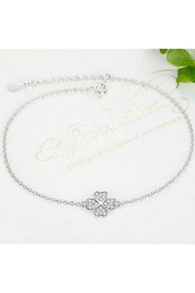 delis Bratara Argint 925, Jw1097, Model Trifoi, Placata Cu Rodiu