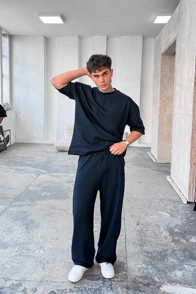 HAFKAGİYİM Navy Blue Cozy Premium Basic φαρδιά αθλητική φόρμα